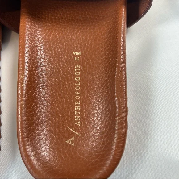 Anthropologie Pebbled Brown Leather Kimbra Slide Sandals Women's Size 11 - Picture 6 of 9